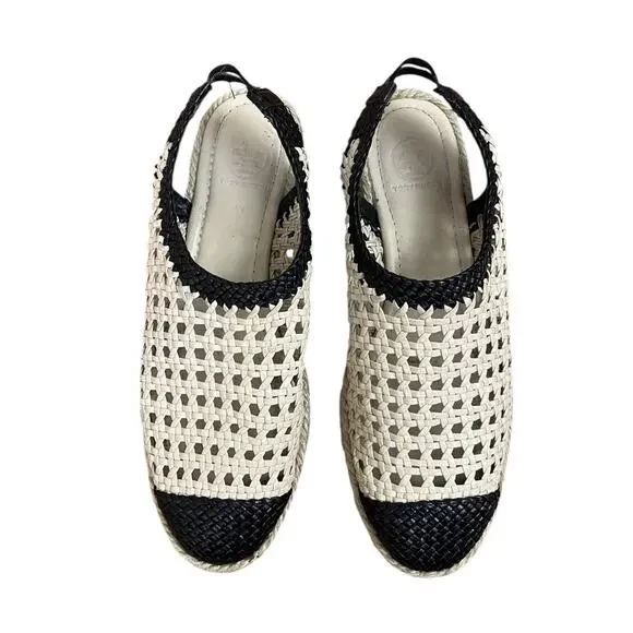 Tory Burch Dandy Woven Leather Slingback Espadrille Sandals Beach Resort Size 8 - Picture 6 of 9